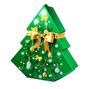 High Quality Custom Printing <b>Christmas</b> Tree Shape Gift Packaging Rigid <b>Box</b> with Ribbon - Product Image 2