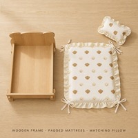Lit pour chat en bois, lit surélevé pour animaux de compagnie avec coussin amovible et lavable pour chats, petits chiens, meubles pour chats d'intérieur pour toutes les saisons