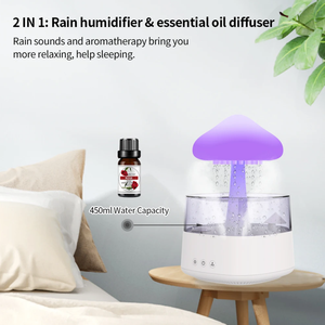 Diffuseur d'huiles essentielles à lumière nocturne USB 7 couleurs 450 ml avec minuterie, effet pluie, nuage, eau, pour voiture, maison, hôtel - Product Image 2