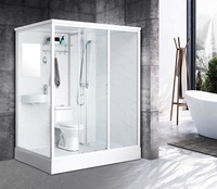 Cabine de douche en verre complète pour salle de bain intérieure, avec plateau de douche