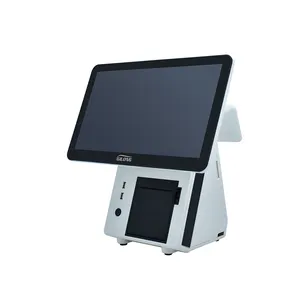 جهاز نقطة البيع بشاشة تعمل باللمس بحجم 15.6 بوصة باللون الأبيض مع طابعة