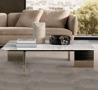 Table basse en marbre naturel de haute qualité, design italien moderne, mobilier de salon haut de gamme, table basse carrée contemporaine