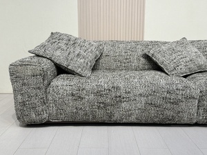 Venta caliente moderno italiano de lujo de lino Villa sofá cómodo reclinable en forma de L seccional sala de estar Venta caliente sofás de terciopelo - Product Image 4