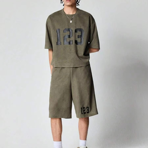 Men's casual digital print <b>T</b>-<b>shirts</b> and shorts suits factory, customization available.F10 - Product Image 1
