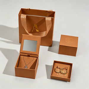 Premium Simple <b>Square</b> Magnetic Recycled Material Mirror Jewellery Packaging <b>Set</b> Handle Gift Bag Perfect Wedding Favors Display - Product Image 4