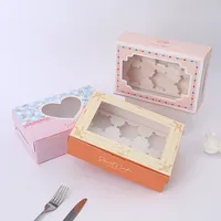 Boîte à biscuits personnalisée pour pâtisserie, boîte individuelle à couvercle rabattable, carton ivoire, pelliculage mat, boîte à biscuits carrée avec fenêtre