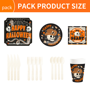 DAMAI - Juego de Vajilla Desechable para Fiesta de Halloween, Recuerdo de Cumpleaños para 8 Personas, Platos, Vasos y Servilletas de Papel para Halloween - Product Image 6