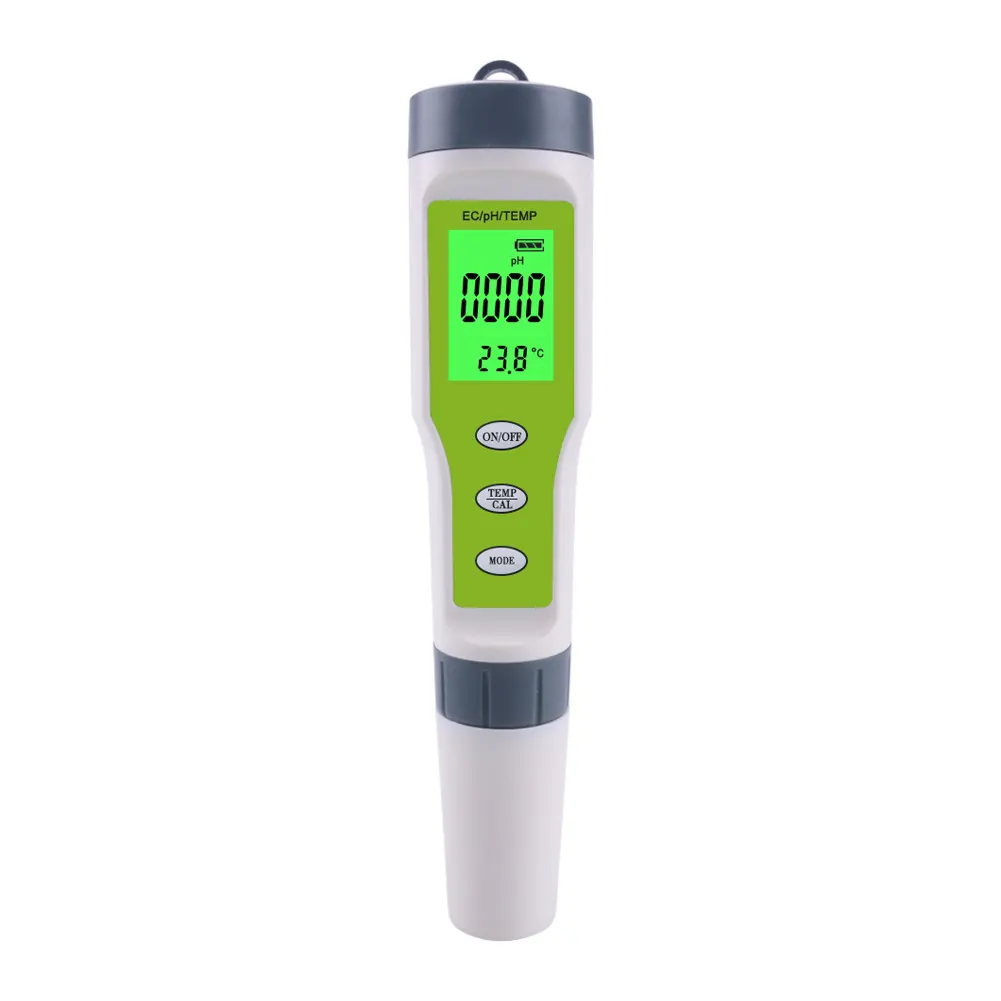 Test penna con retroilluminazione, 3 in 1 Ph, EC, Temp, Ph, misuratore di qualità dell'acqua