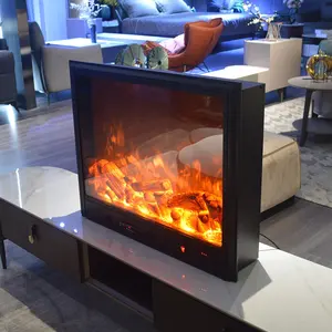 Termostato ajustable para decoración, soporte de TV Led, llama, calentador eléctrico de chimenea, chimenea, altavoz de dientes azul