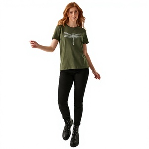 Camiseta Gráfica de Primera Calidad para Mujer, Manga Corta, Estampada, de Algodón, Estilo Casual, Diseño Personalizado, Opciones de Talla, Venta al Por Mayor - Product Image 4