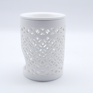 Brûleur <span class=keywords><strong>à</strong></span> <span class=keywords><strong>cire</strong></span> en céramique de porcelaine cylindrique <span class=keywords><strong>blanc</strong></span> de haute qualité, porte-bougie - Product Image 4