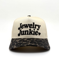 Casquette de baseball en coton bicolore motif léopard camouflage arboricole, broderie en relief ton sur ton personnalisée, casquette structurée à fermeture snapback