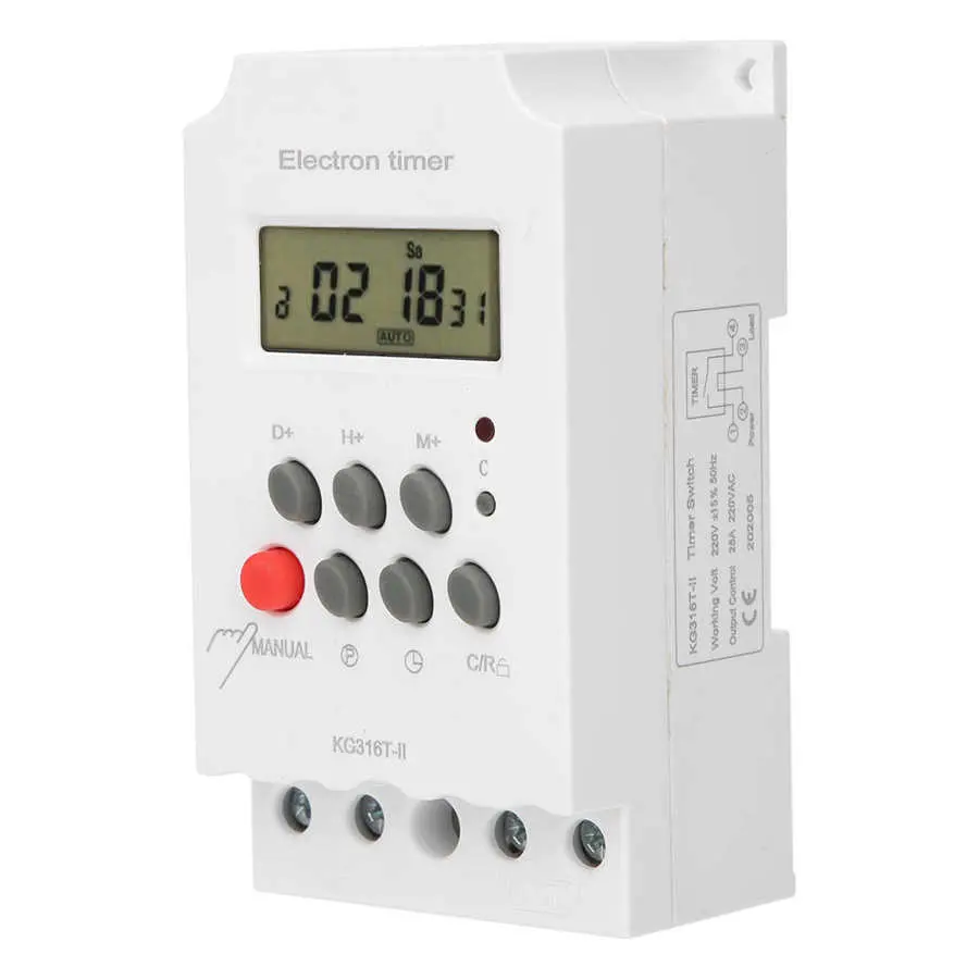 KG316T-II 25A LCD Digital Programmable Electronic Timer Time Switch AC DC 12V 24V 110V 220V