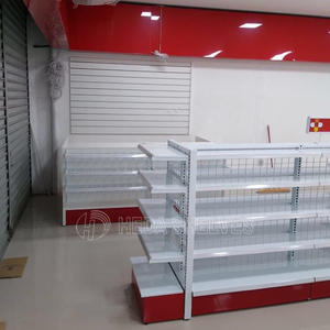Estantes de exhibición para tienda de comestibles personalizados de fábrica, estantería de <span class=keywords><strong>metal</strong></span> de doble cara, góndola, a la venta - Product Image 5