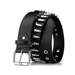 Sabuk Kulit PU Punk Bullet Rivet untuk Pria, Gesper Pin Alloy Keren, Sabuk Pinggang Heavy Duty yang Dapat Disesuaikan untuk Pakaian Rock Street Hip Hop - Product Image 2