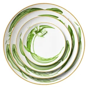 New products ceramic plant dinner plates fine bone china dinnerware sets for party