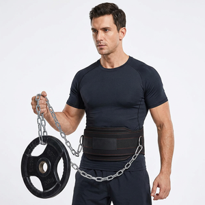 High Quality Comfortable Adjustable Breathable Neoprene Gym Dip Belt Back Support Stainless Steel <b>Chain</b> Waist Trimmer for - Product Image 1