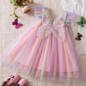 Gratis Monster Meisje Vlindervleugels Jurk Prinses Mouwloze Tule Vlindervleugel Regenboog Rok Verjaardagsfeest Tutu Jurk - Product Image 2
