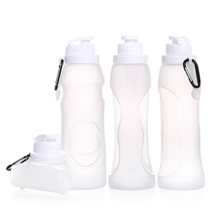 Bouteille d'eau pliable portable en silicone de qualité alimentaire 500 ml pour sports de plein air, voyages, randonnée, cyclisme avec mousqueton - Product Image 1