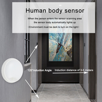 AC220V 15W lampu led sensor gerak PIR inframerah, lampu langit-langit dinding LED tahan air IP65 bulat luar ruangan, lampu led sensor gerakan PIR inframerah super terang