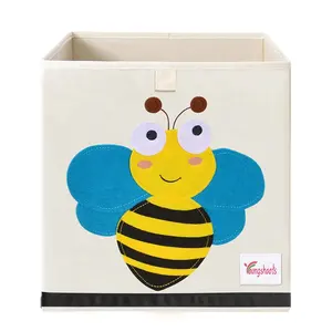 Foldable Fabric Basket Bin Collapsible Storage Container Cube Nursery Toys Organizer Shelf Cabinet Bee Storage Container