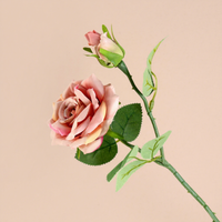 Rose artificielle en soie de haute qualité, 46 cm, 2 têtes, pour mariage et décoration intérieure