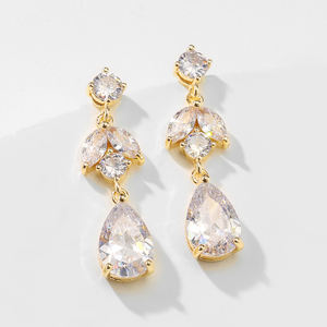 RAKOL EP5064 Wholesale Waterdrop Earrings 2021 Best Cubic Zirconia Charm Stud Earrings Party <b>Jewellery</b> - Product Image 1