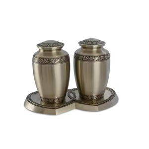 Lot de 2 belles urnes funéraires colorées pour compagnons adultes, stockage commémoratif des cendres, fournitures funéraires indiennes - Product Image 1