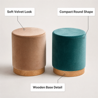 Pouf rond fonctionnel en velours vert, gain de place, avec rangement, banc ottoman, tabouret