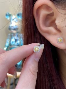 Xinfly 18K Gold <b>Fine</b> <b>Stud</b> <b>Earrings</b> 0.20CT Yellow Diamond & 0.1CT Yellow Sapphire Elegant 0.20ct Diamond Jewelry - Product Image 2