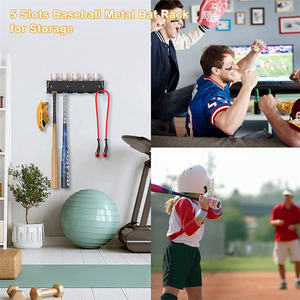 Support de <span class=keywords><strong>batte</strong></span> de baseball support de stockage mural peut contenir 4 chauves-souris sur le matériel mural en bois ou en béton inclus - Product Image 6