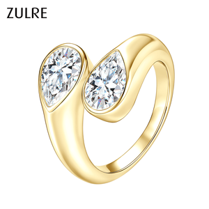 Großhandel Neue Edle Ringe 14K Goldfilled Birnenförmiger Moissanit-<span class=keywords><strong>Ring</strong></span> Breiter Zerrissener Arm Verstellbarer Öffnungsring Jubiläums-Unisex-<span class=keywords><strong>Ring</strong></span> - Product Image 1