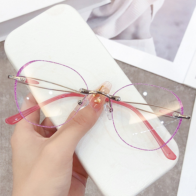 3303 Diamond Cut Edge Anti Blue Light Reading Glasses Ladies Reading Glasses Flash Powder Rimless Reading Glasses