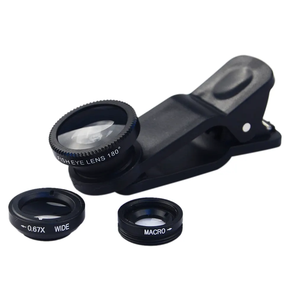 3 in 1 Fish eye Lens selfie Wide Angle mobile phone fisheye Lenses For iPhone 5 6 7 plus for Smartphone Camera lens