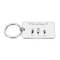 Werbe benutzer definierte Mama und Papa Kind Kinder Schlüssel anhänger Schlüssel ring leer Metall Logo Laser gravur Familien mitglied Schlüssel bund