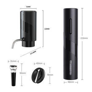 Juego de regalo de abridor de botellas de vino eléctrico Premium, decantador de vino automático eléctrico con logotipo personalizado con vertedor y dispensador aireador - Product Image 4