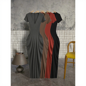 Vestido Casual Ecológico para Mujer, Verano 2024, Cuello Cuadrado, Maxi, Ajustado, 100% Poliéster - Product Image 3