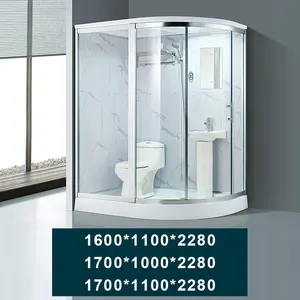 Shower Enclosure Portable Prefab Bathroom Pod All Acrylic Modern Aluminium Alloy Construction Waterproof sliding Glass Door