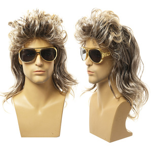Peluca Negra Rizada Estilo Punk Rock para Hombre, Estilo Disco <span class=keywords><strong>Hippie</strong></span> de los 80, <span class=keywords><strong>Disfraz</strong></span> para Fiesta de Halloween - Product Image 3