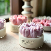 Maßgefertigte Marken-Große Tulpenstrauß-Duftkerze in Glasflasche mit Langer Brenndauer, Blumenförmige Duftkerze für Wohnzimmer-Dekoration