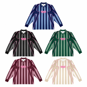 Kaos Sepak Bola Sublimasi Klasik Kustom Retro Streetwear Lengan Panjang 100% Poliester Cepat Kering Bernapas Pakaian Tim Musim Dingin - Product Image 1
