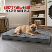 Coussin orthopédique pour chien avec housse amovible, gris matelassé, imperméable et lavable, idéal pour les buanderies