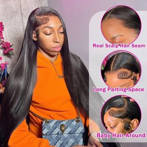 Perruques Lace Front 13x6 en <span class=keywords><strong>cheveux</strong></span> humains, lisses, 30 pouces, transparentes, brésiliennes, pour femmes, pré-épilées - Product Image 5