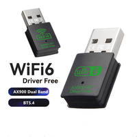 Adaptateur Wi-Fi BT5.4 sans fil WiFi 6 AX900 double bande 2-en-1 avec récepteur et émetteur USB sans pilote pour PC portable
