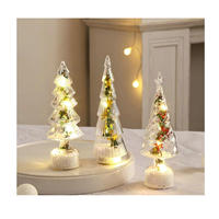 JIAXUN Décoration de Noël de bureau en forme de flocon de neige lumineux avec aiguilles de pin, veilleuse d'ambiance pour intérieur, cadeaux