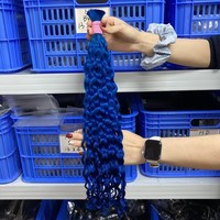 Harga Grosir Promo Panas 100% Premium Vietnam Super Double Drawn Italian Curly Warna Biru #   Rambut Manusia untuk Kepang dalam Jumlah Besar
