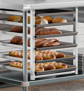 Commercial Workstation with Storage Shelf & Tray Rack, Hotel Restaurant Supplies Catering <b>Work</b> <b>Table</b> - Product Image 5