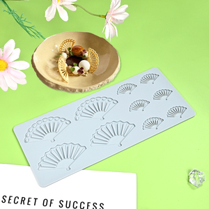 Fan Shape Silicone Lace Mold 10 Cavity Chinese Style Folding Fan Fondant Mould for Cake Decorating Chocolate Sugar <b>Craft</b> DIY - Product Image 1