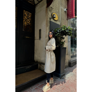 เสื้อโค้ทยาวผ้าหนังกลับสีน้ำตาลสไตล์มินิมอล แขนยาว ทอผ้ากันลม สำหรับผู้หญิง ฤดูใบไม้ร่วง - Product Image 3