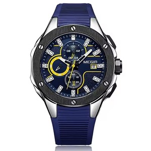Megir Bán Chạy Nhất Người Đàn Ông Của Thể Thao Chronograph Thạch Anh Đồng Hồ Cao Độ Sáng Con Trỏ Đa Chức Năng Với Fitron Da Ban Nhạc - Product Image 3